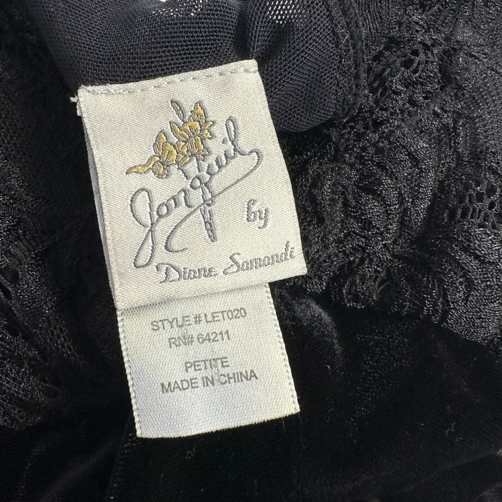 Jonquil‎ Diane Samandi LET020 Lace Maxi Nightgown Black Women's XS/S Petite